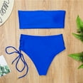thumbnail image 6 of Fesfesfes Swimsuit for Women Solid Color Tube Top Backless Bikini Two Pieces Swimwear Swimsuit Beachwear Set, 6 of 6
