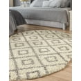thumbnail image 4 of Unique Loom Trellis Shag Collection Area Rug - Ruth (4' x 6' Oval Ivory/Gray), 4 of 11