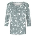thumbnail image 5 of DDAPJ pyju Plus Size Tops for Women Floral Print 3/4 Sleeve T-shirts Dressy Casual Round Neck Blouse Tees Ofertas del día Gray M, 5 of 6