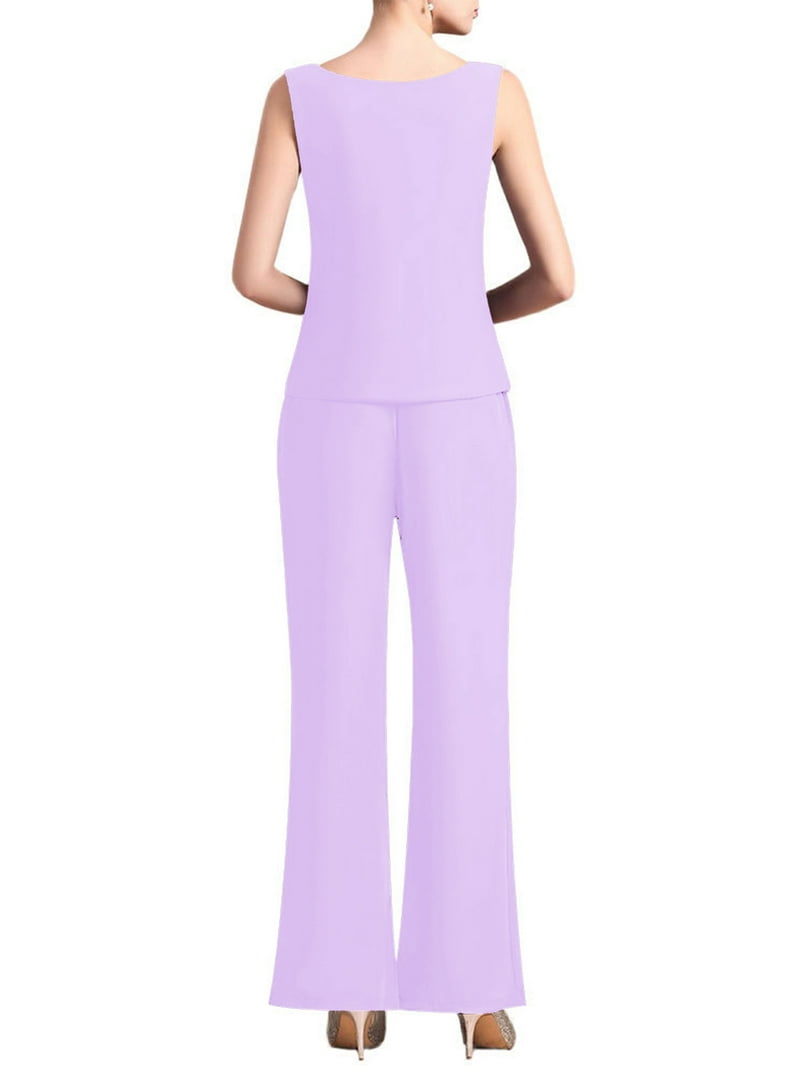 Real Sample New Fashion 2022 Mothers Pants Suit Three Pieces Lace Chiffon Purple Long Mother Of The Bride Dress Wedding Party Gown From Veralove999, $91.14
