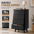 thumbnail image 5 of Enyopro 4 Drawer Dresser for Bedroom, Black Wooden Chest of Drawers, Bevel Design Modern 4 Drawer Chest Storage Dresser for Closet, Living Room, Hallway, 5 of 7