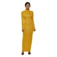 thumbnail image 2 of TopLLC Longues Robe à Manches à Col Rond pour Femme Décontractée Couleur Col Montant Manches Longues Extensible Ajustée Longue Robe Haut pour Femme, 2 of 7
