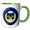 Green/White, variant on 3drose, Cute Tuxedo Cat in Yellow Glasses Inside the Round Geometrical Shape, 15oz Mug