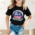 thumbnail image 2 of LIIPEE Girls Shirts Cartoon Animal Printed Short Sleeve Round Neck Tshirt Toddler Classic Weekend Tee Shirts,Black,3-4 Years, 2 of 4