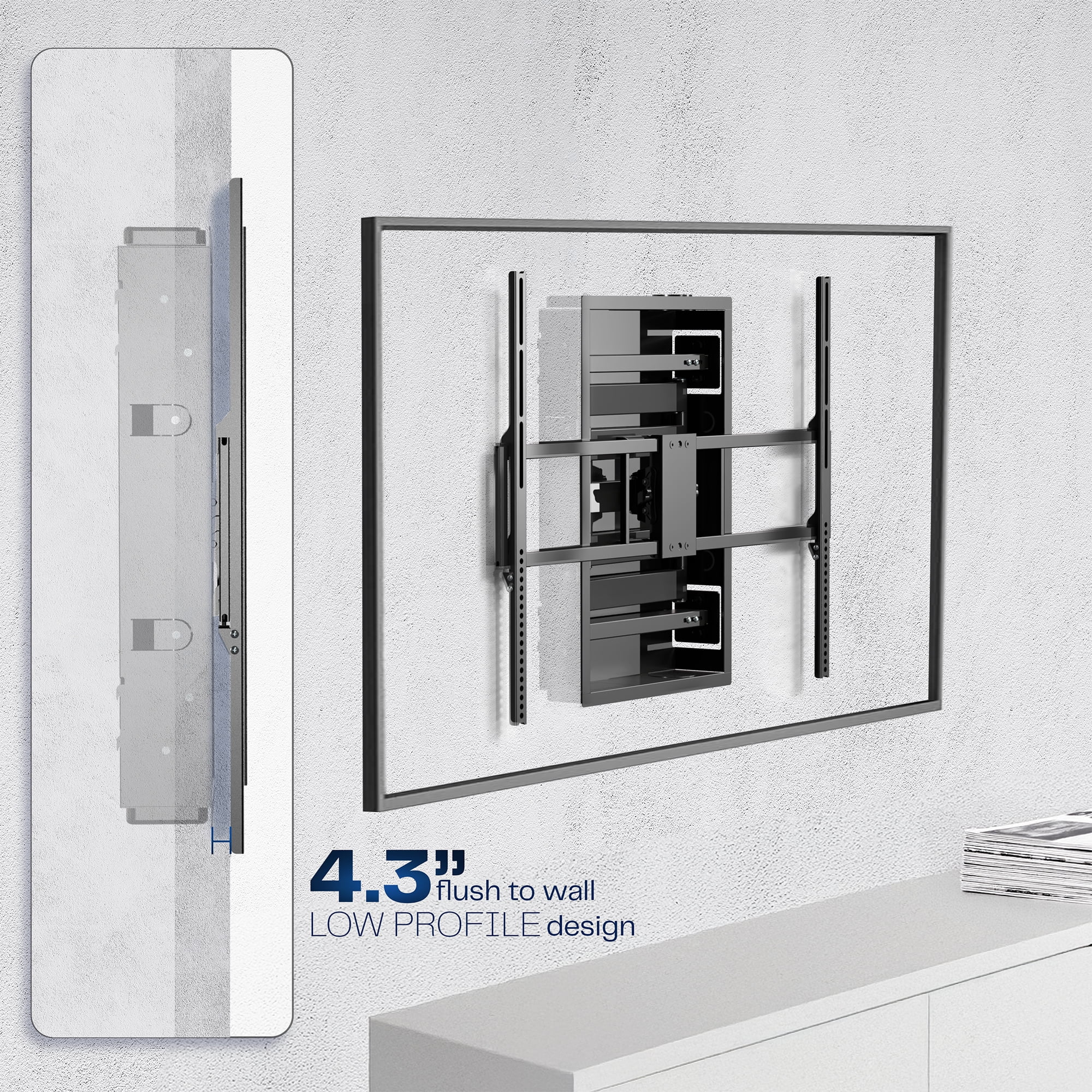 VIVO Recessed In-Wall TV Mount for up to 100" LED LCD Screens, Ultra Low Profile