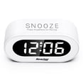 thumbnail image 3 of REACHER Small LED Digital Alarm Clock with Snooze, Simple to Operate, Full Range Brightness Dimmer, Adjustable Alarm Volume, Outlet Powered Compact Clock for Bedrooms, Bedside, Desk, Shelf(White), 3 of 8