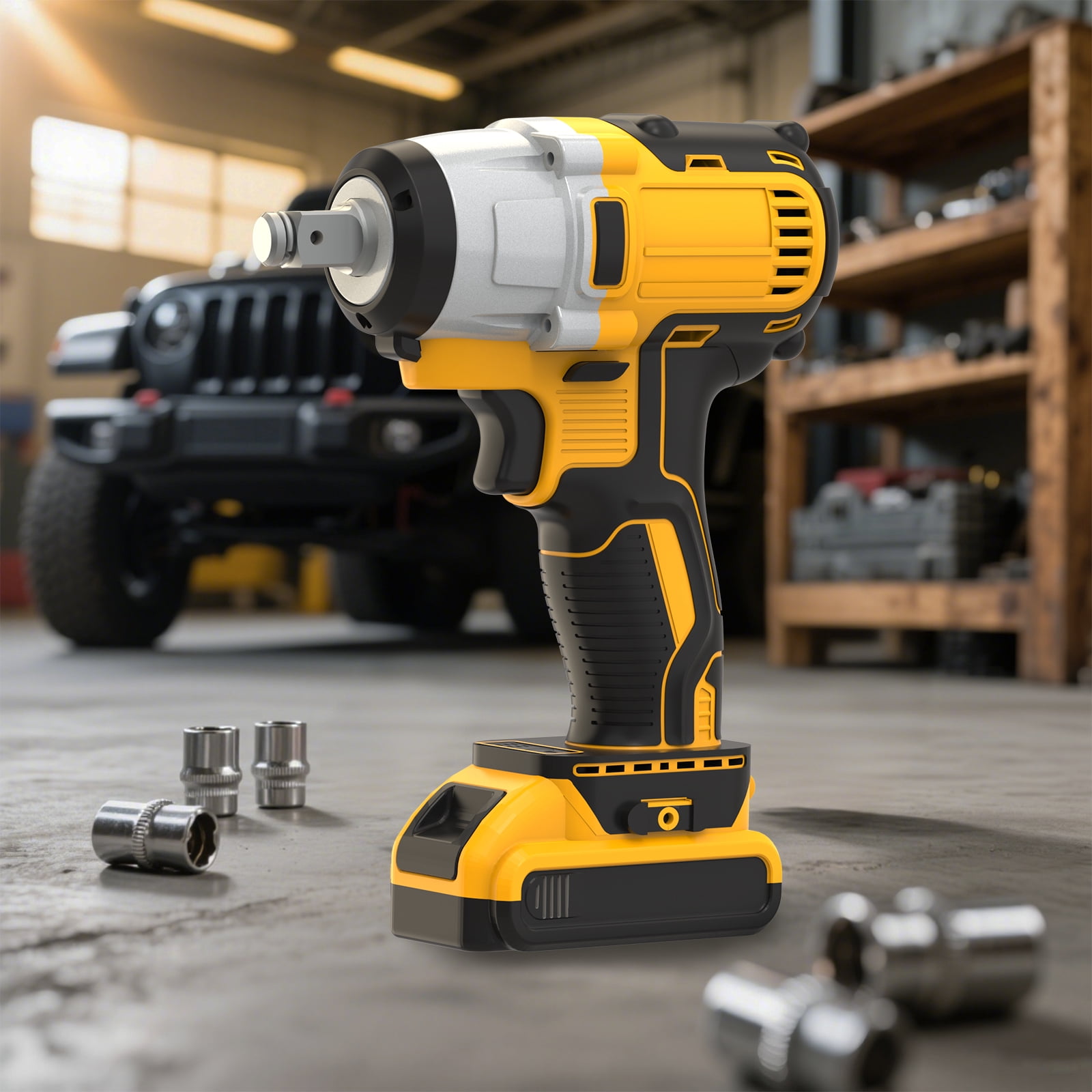 800Nm & 650Nm Brushless Impact Gun, Cordless Impact Wrench Compatible with Dewalt 20V Battery, 1/2" High Torque, 3-Mode Speed, Variable Torque & LED Work Light, Tool Only