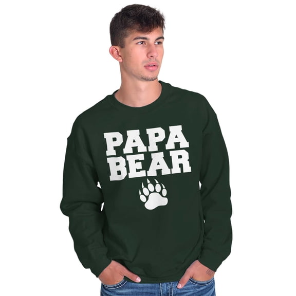 Papa Bear Dad Father's Day Pawprint Men's Crewneck Sweatshirt Brisco Brands S
