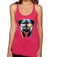 thumbnail image 1 of Wild Bobby, Colorful Pug DJ, Pop Culture, Women Tri-Blend Racerback Tank Top, Shocking Pink, Large, 1 of 4
