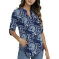 thumbnail image 2 of Traleubie Plus Size Floral Tunic Tops for Womens 3/4 Roll Sleeve V Neck Blouses Long Sleeve Shirts of Female, 2 of 7