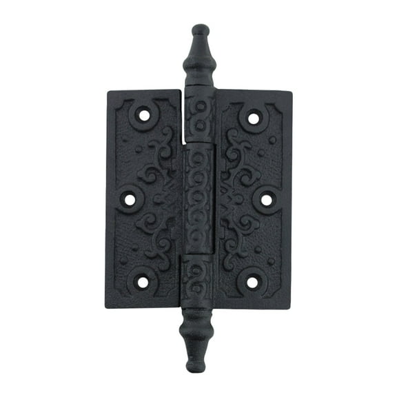 Black Wrought Iron Butt Hinge 5.75" H X 3" W Decorative Antique Victorian Steeple Tip Rust Resistant Flush Mount Cabinet Door Hinges with Hardware Renovators Supply Manufacturing