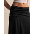 thumbnail image 3 of Women's Skirt, Elastic Waist Ruched Asymmetric Hem Midi Skirt, Fitted Flared Bottoms for Commute and Daily Wear, 3 of 6