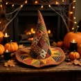 thumbnail image 6 of Kojanyu Halloween Flower Quilted Art Hat, Embroidered Polyester Witch Hat 16.9x11.8in for Costume and Holiday Decoration., 6 of 6
