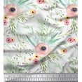 thumbnail image 1 of Soimoi White Cotton Voile Fabric Leaves & Ranunculus Floral Print Fabric by the Yard 42 Inch Wide, 1 of 3
