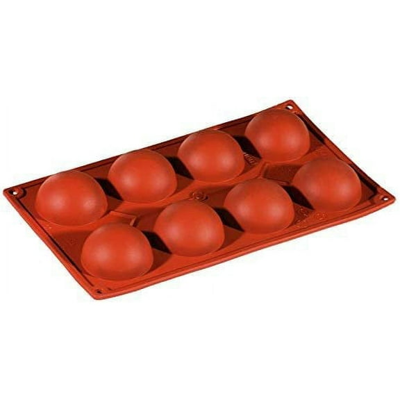 Pavoni FR038 Formaflex Silicone Baking Mold Freezing Mold with 8 Half-Sphere Cavities, Each 2.36 Inch Diameter x 1.18 Inch High