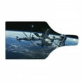 thumbnail image 1 of Outer Space Cutting Board, Space Shuttle and Station View Cosmonaut Adventure on Myst Globe Orbit Off, Tempered Glass Cutting and Serving Board, Wine Bottle Shape, Blue Grey Black, by Ambesonne, 1 of 1