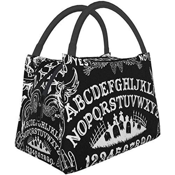 Portable Bento Picnic Bags Lunch Bag Ouija Board Black Flannel Fleece Multifunctional Zipper Package For School Work Office Handbag Bento Insulation Lunch Box