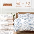 thumbnail image 6 of 3 Piece Blue White Spring Floral Duvet Cover Set Queen Size, Microfiber Comforter/Quilt Cover with Corner Ties and 2 Pillowcases, Summer Botanical Birds All Season Soft Bedding with Zipper Closure, 6 of 8