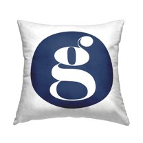 Stupell Industries Blue Circle Letter G Square Decorative Printed Throw Pillow, 18 x 18