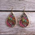 thumbnail image 2 of RSAMD Bohemia Gold Plated Texture Pattern Teardrop Pu Leather Hook Statement Earrings -Paisley, 2 of 2