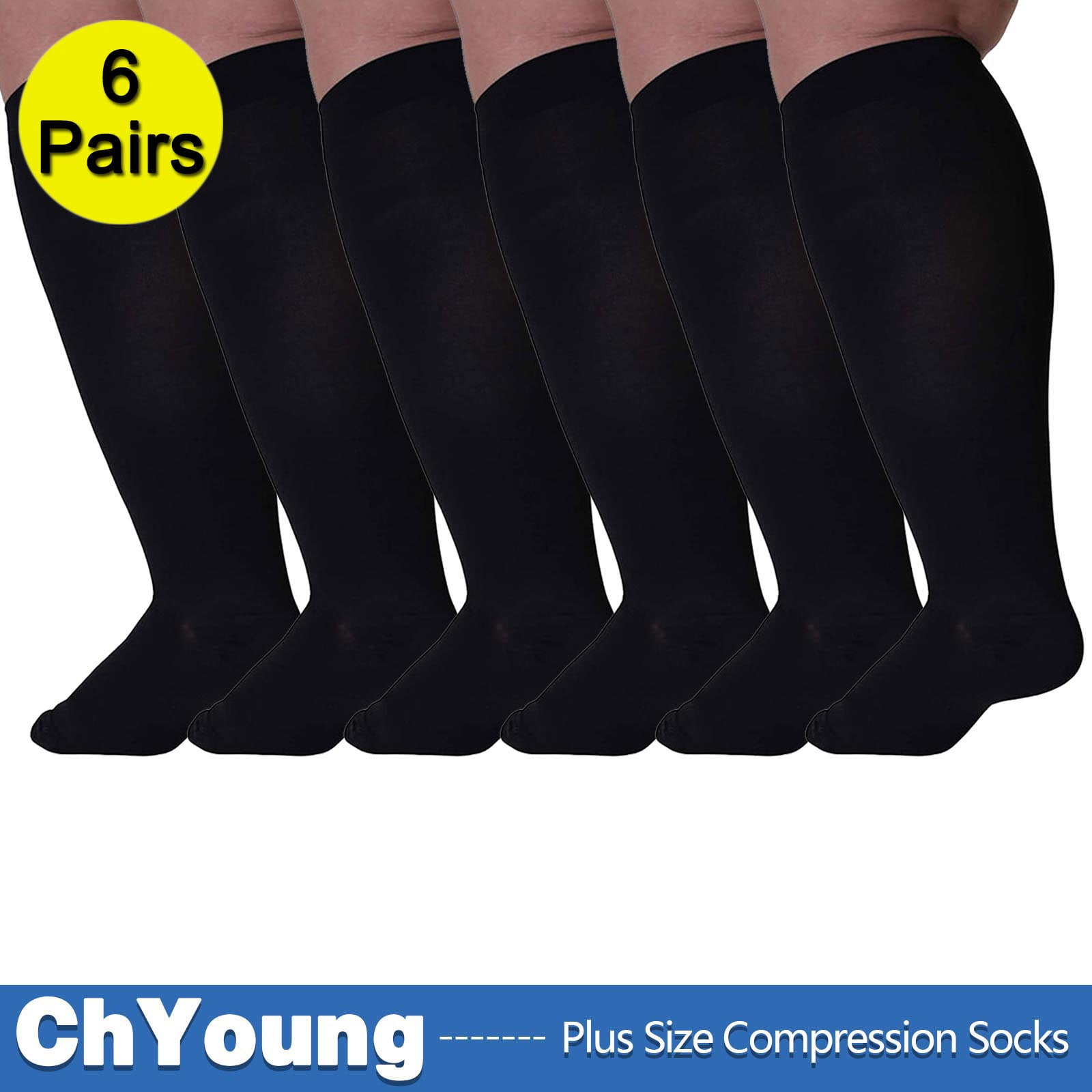 Aosijia (6 Pack) Compression Socks 4XL for Plus Size Ankles and Extra