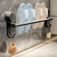 thumbnail image 3 of LACKUST No Drill Wall Mounted Shoe Rack - Gray Bathroom Slipper Storage, Multifunctional Anti-Rust Plastic Towel Holder for Entryway Small Space, 3 of 7