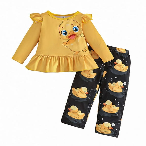 Kogui Toddler Girl Long Pants Outfit Baby Girl Clothes Long Sleeve Sweatshirts and Floral Pants Slit Design Baby Clothes Size 6 9 Months (Yellow,6-9 Months)