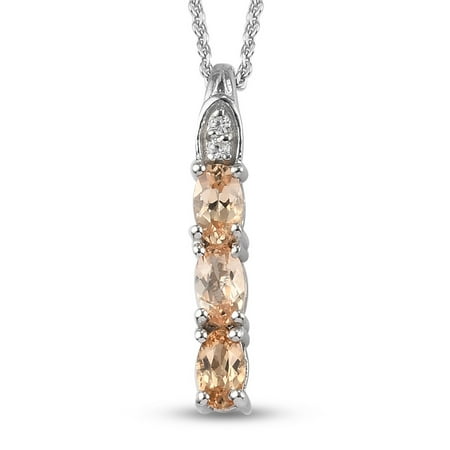 Shop LC 925 Sterling Silver Oval Imperial Topaz Zircon Necklace Platinum Plated Pendant Bridal Anniversary Engagement Wedding Size 20" Ct 0.6 For Women Jewelry