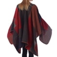 thumbnail image 4 of HAPIMO Women's Casual Woolen Coat Loose Knitted Jackets Open Front Cardigans Poncho Fall Clearance Plaid Printed Coat Fashion Winter Outfits Long Sleeve Outwear Shawl Red, 4 of 7
