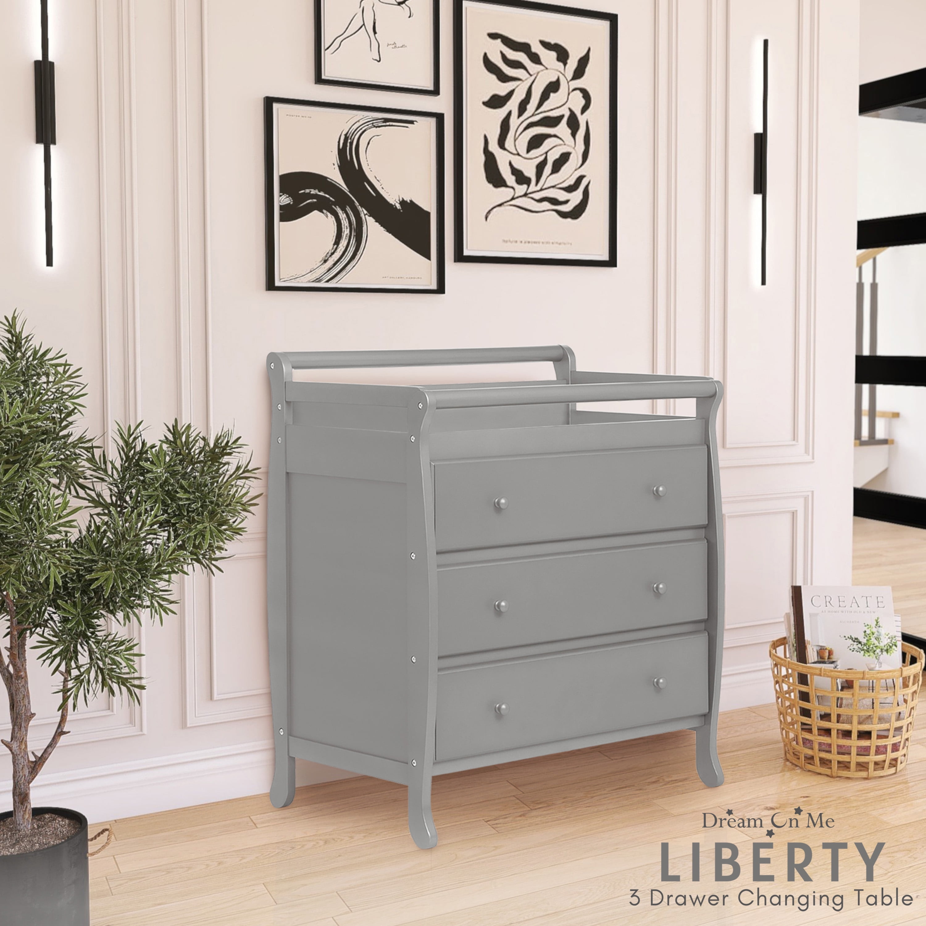 Dream On Me Liberty Collection 3 Drawer Changing Table Storm Gray Walmart