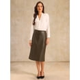 thumbnail image 2 of DARING DIVA Women's Faux Leather High Waist Knee Length Skirts X-Large Brown, 2 of 6