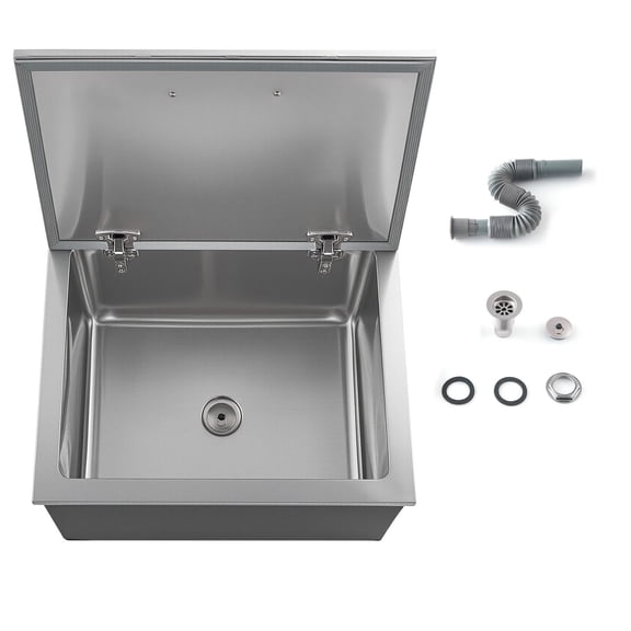 Stainless Steel Drop-In Ice Chest, 44.7 Quart Commercial Cooler with Flip Lid and Drain, for Outdoor Kitchen, Patio Bar, Wine and Beer