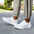 thumbnail image 4 of Men's Athletic Shoes, Summer White Knit Upper Breathable Soft Sole, Lightweight Fashion Thick Sole, Gym Workout Running Shoes, Outdoor Casual Running Shoes, 4 of 9