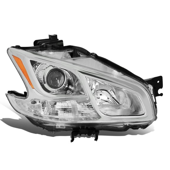 DNA Motoring OEM-HL-0070-R For 2009 to 2014 Nissan Maxima 1Pc Right / Passenger Side Factory Style Chrome Housing Projector Headlight Lamp 10 11 12 13 NI2503177