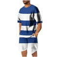 thumbnail image 2 of NTACZA Crew Neck Men's Shorts Set Short Sleeve Striped Tracksuits Mens Breathable Workout Sweatsuits S, 2 of 7