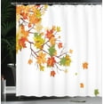thumbnail image 2 of Fall Shower Curtain, Fall Image with Canadian Maple Leaves Botanical Foliage Nature Warm to Cold Effects, Fabric Bathroom Set with Hooks, 69W X 84L Inches Extra Long, Yellow Orange, by Ambesonne, 2 of 4