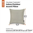 thumbnail image 4 of Classic Accessories Montlake FadeSafe Indoor/Outdoor Accent Pillows, 20 x 20 x 8 Inch, 2 Pack, Heather Grey, 4 of 6