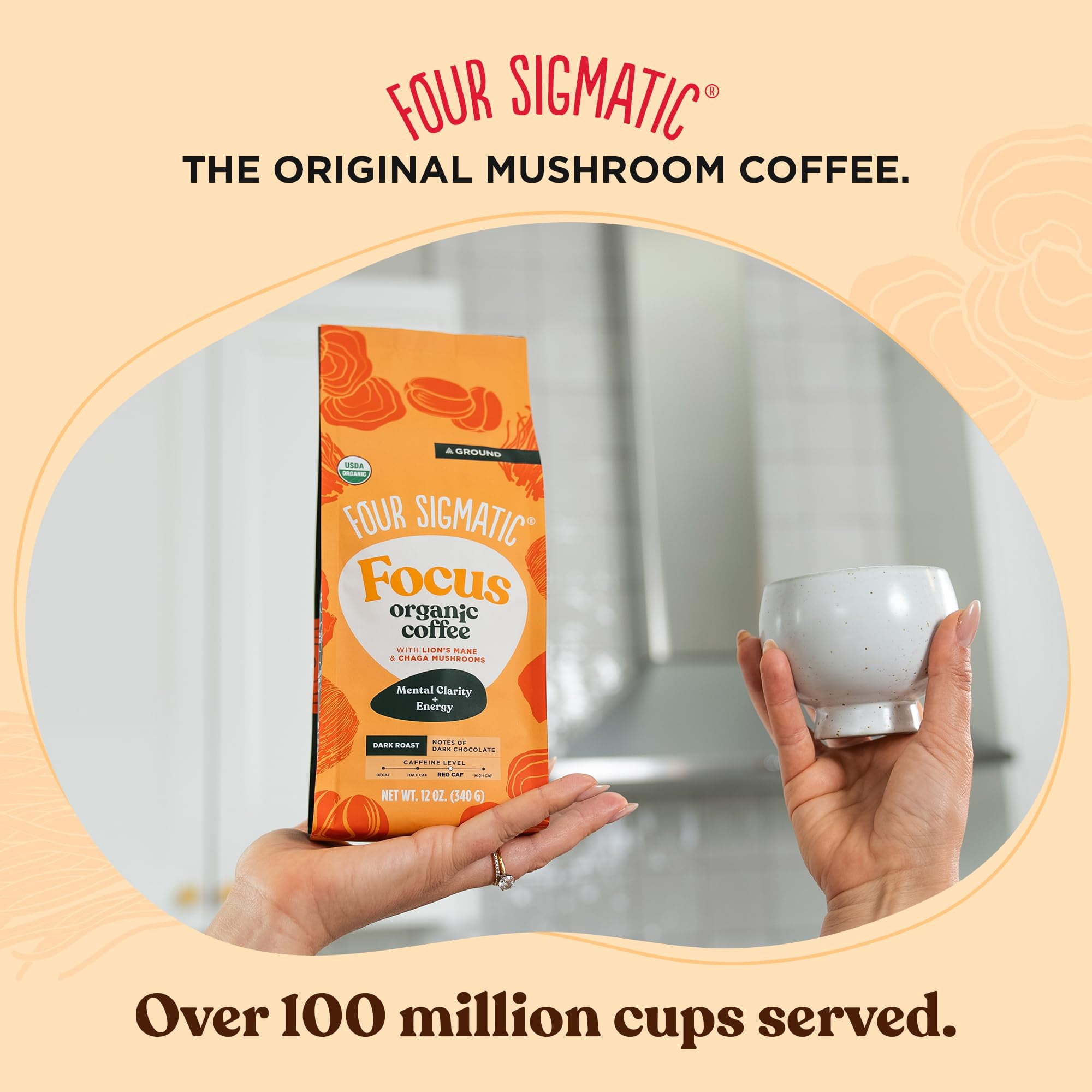 Four Sigmatic Focus SCH4&nbsp;Mushroom Coffee | Organic Ground Coffee with Lion's Mane Mushroom and Chaga for Better Focus and Immune Support | 12oz Bag