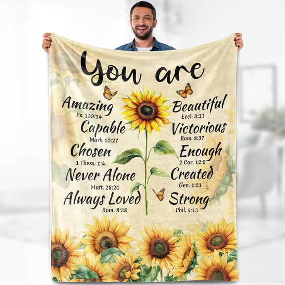 Aimego Sunflower Blanket Gifts for Women Girls Mom Sister Wife Daughter Positive Healing Inspirational Cozy Bed Couch Decor Plush Birthday Christmas Lightweight Throw 50"x60"