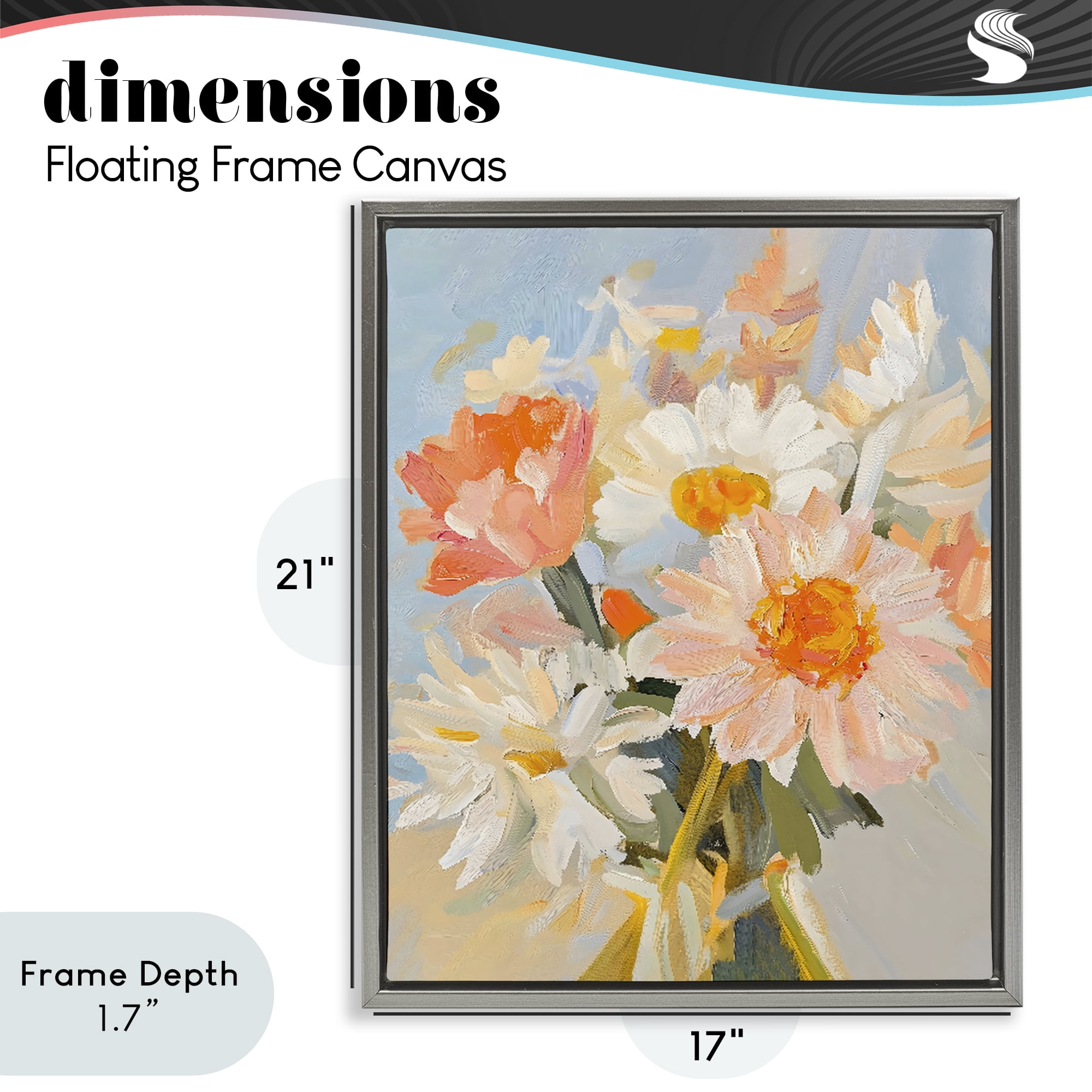 Stupell Industries Orange Spring Floral Bouquet Gray Framed Floater Canvas Wall Art, design by The Prints Vibe