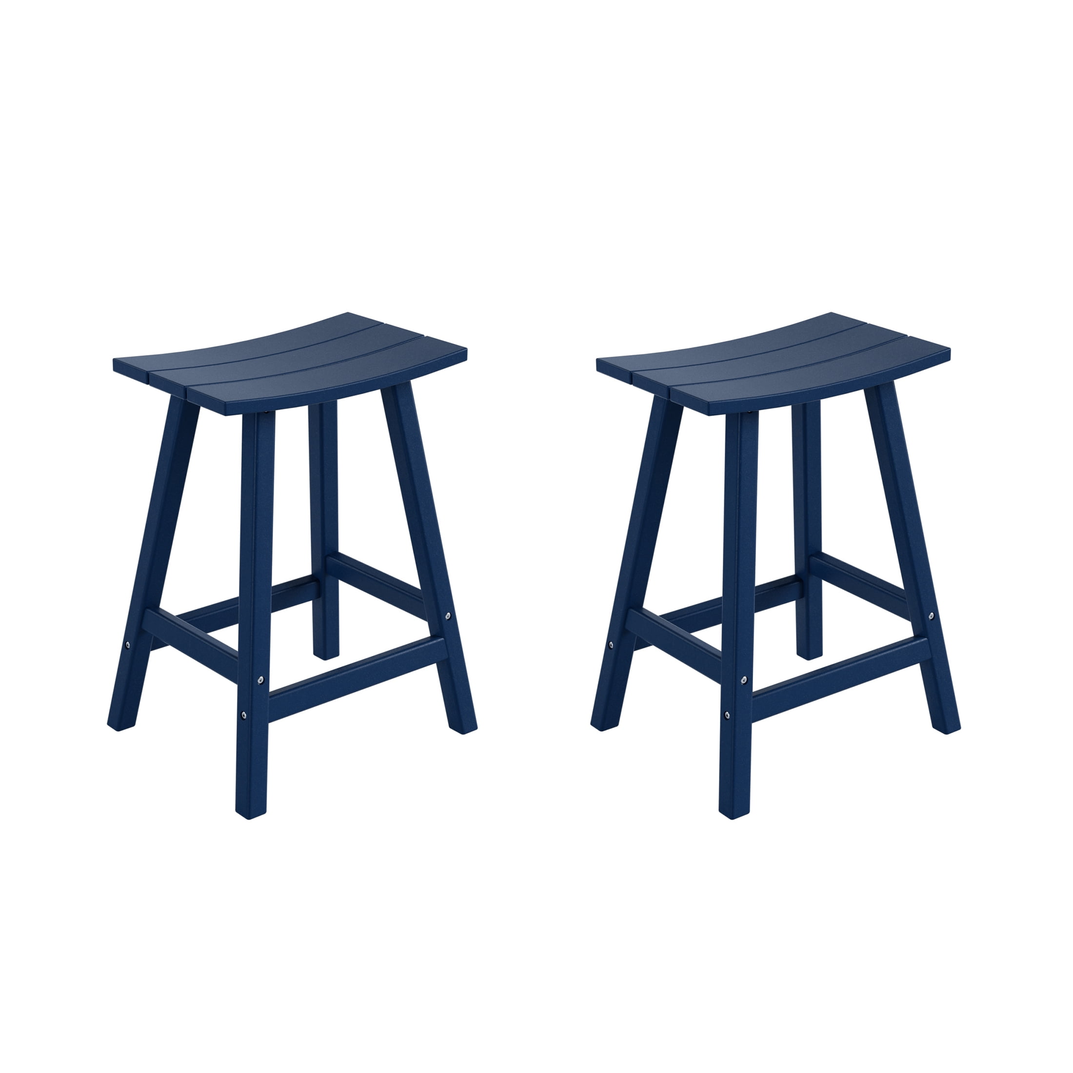 GARDEN 24" Inches Adirondack Plastic Outdoor Bar Stools (Set of 2), Navy Blue