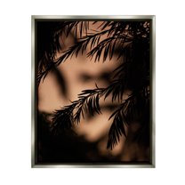 Night Silhouette Tree Leaves Botanical & Floral Photograph Luster Gray Framed Art Print Wall Art