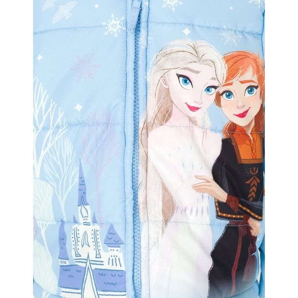 Disney Frozen Elsa Princess Anna Zip Up Winter Coat Puffer Jacket Toddler to Little Kid
