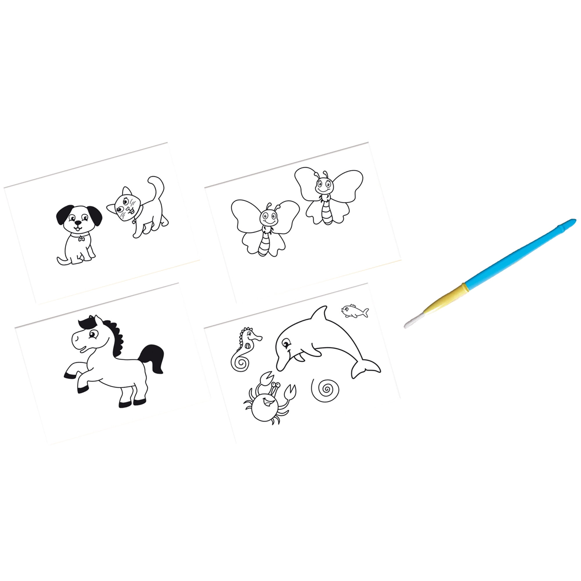 SES Creative: My First Coloring With Water - No Mess Art Painting Set, 4 Reusable Animal Scene Boards, Creative Craft Activity, Baby-Toddler-Kids 1+