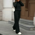 thumbnail image 5 of AINIYS Women's 2 Piece Outfits Sweater Set Wide Leg Pants High Neck Pullover Solid Color Sweater Sweatsuit Loungewear Fall Clothes Black XL, 5 of 8