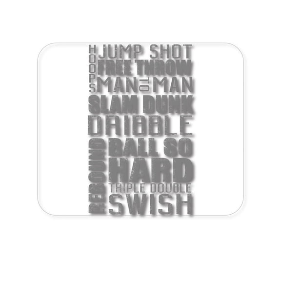 DistinctInk Mouse Pad - 1/4" Foam Rubber - Basketball Word Art Jump Shot Free Throw
