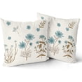 thumbnail image 3 of Brown Blue Floral Pillow Covers 18x18 Set of 2 Cute Botanical Print Vintage FlowerLeave Decorative Throw Pillows Fall Seasonal Pillowcase Cotton Square Cushion Cover Decor, 3 of 6