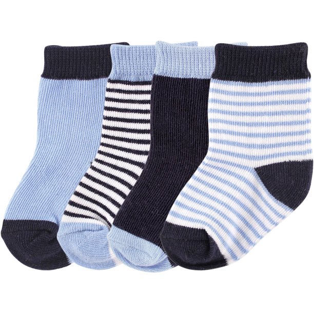 Luvable Friends Newborn Baby Boys' Basic Socks 4Pack