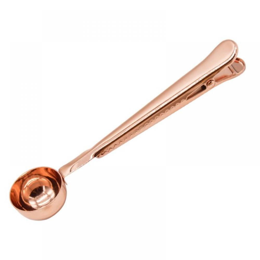 Stainless Steel Ground Coffee Measuring Scoop Spoon With Bag Seal Clip
