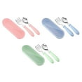 thumbnail image 2 of Infant Food Dining Spoon Fork Reusable Training Toddler Feeding Dinnerware Set School Home Eating Utensils with Carry Case Green, 2 of 9